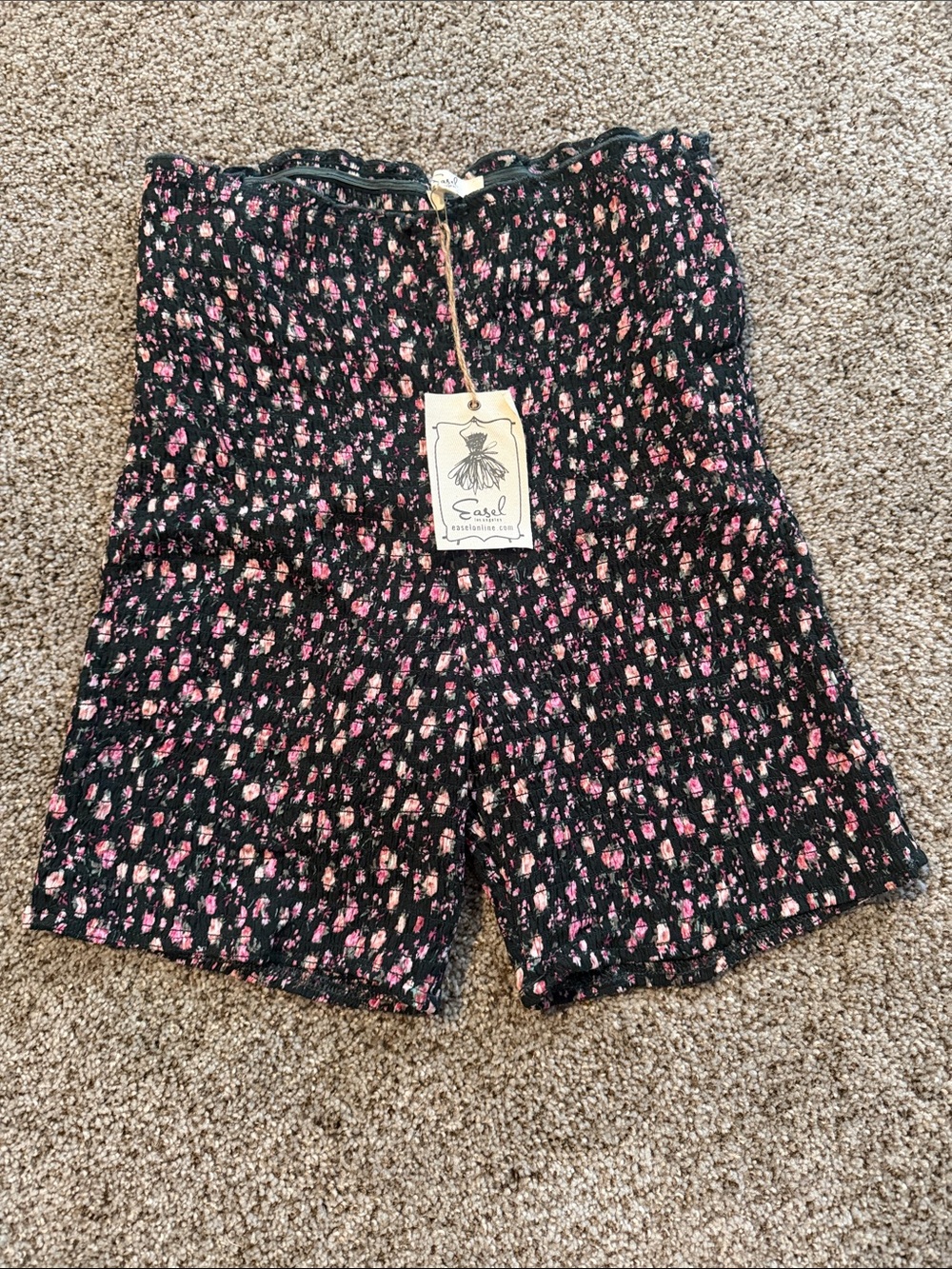 High waist Black Floral Smocked Women’s Shorts